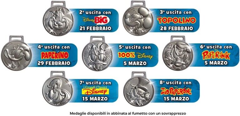 TOPOLINO – Arrivano le “Medaglie d’Autore”, una nuova collezione da non perdere con le illustrazioni inedite di Fabio Celoni