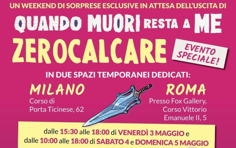 Zerocalcare: un weekend di soprese e il booktoour di “Quando muori resta a me”